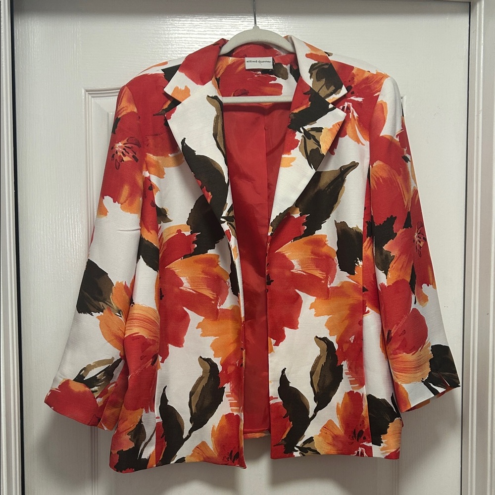 Alfred Dunner Floral Blazer - Red, Orange, Brown